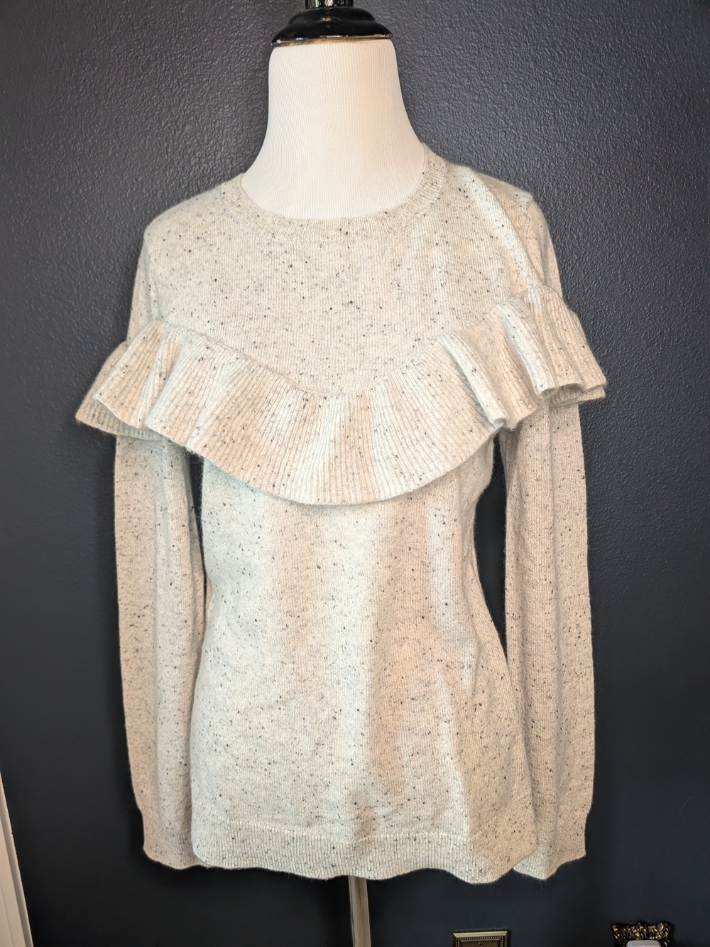 Antonio Melani Light Heather Cashmere Ruffle-Trim Women's Sweater